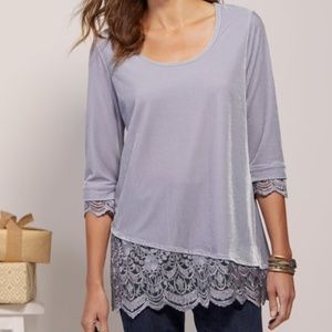 Soft Surroundings Rousseu velvet top lace PM Petite Medium NWT